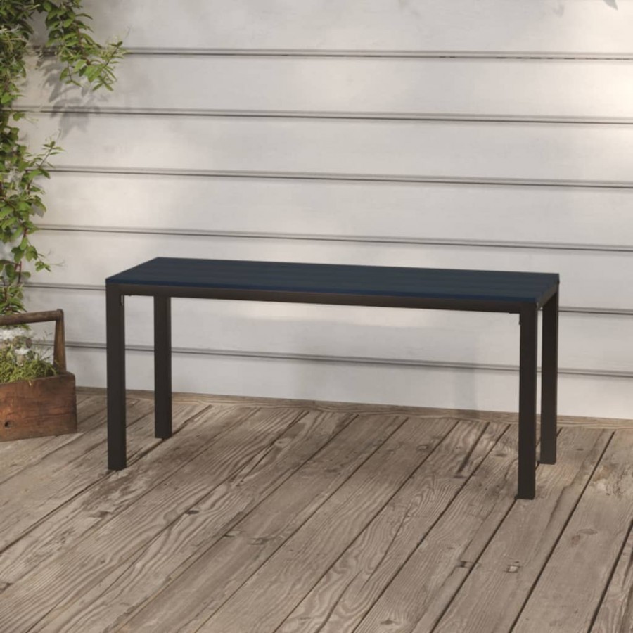 Banc de jardin 110 cm acier et WPC noir