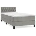 cadre de lit et matelas Gris clair 90x200 cm Velours