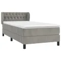 cadre de lit et matelas Gris clair 90x190 cm Velours