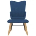 Chaise à bascule avec repose-pied Bleu Tissu