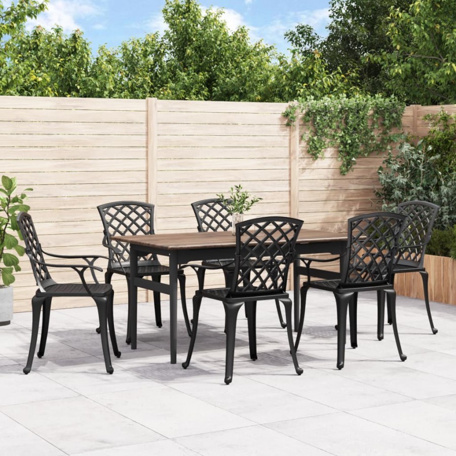 Chaises de jardin lot de 6 fonte d'aluminium noir