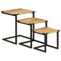 Tables basses gigognes 3 pcs bois massif de manguier et fer