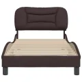 Cadre de lit avec tête de lit Marron foncé 90x200 cm Tissu