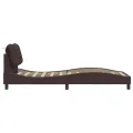 Cadre de lit avec tête de lit Marron foncé 90x200 cm Tissu