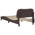 Cadre de lit avec tête de lit Marron foncé 90x200 cm Tissu