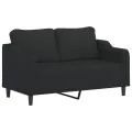 Ensemble de canapés 2 pcs avec coussins noir tissu