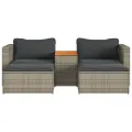 Salon de jardin 5 pcs avec coussins gris résine tressée acacia