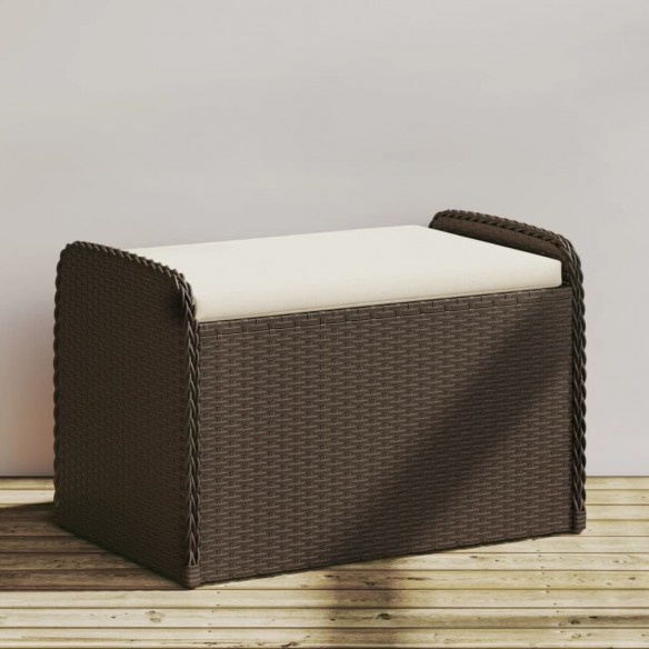 Banc de rangement et coussin marron 80x51x52 cm résine tressée