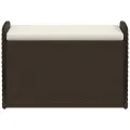 Banc de rangement et coussin marron 80x51x52 cm résine tressée