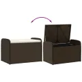 Banc de rangement et coussin marron 80x51x52 cm résine tressée