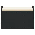 Banc de rangement avec coussin noir 80x51x52 cm résine tressée