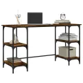 Bureau chêne fumé 140x50x75 cm métal et bois d'ingénierie