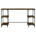 Bureau chêne fumé 140x50x75 cm métal et bois d'ingénierie