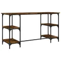 Bureau chêne fumé 140x50x75 cm métal et bois d'ingénierie