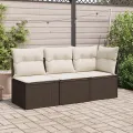 Canapé de jardin sans accoudoirs coussins brun résine tressée