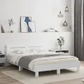 Cadre de lit avec tête de lit blanc 140x200cm bois d'ingénierie