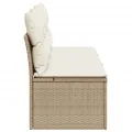 Canapé de jardin avec coussins 3 places beige résine tressée