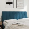 Coussin de tête de lit bleu 140 cm velours