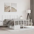 Cadre de lit métal avec tête de lit/pied de lit blanc 140x190cm