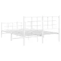 Cadre de lit métal avec tête de lit/pied de lit blanc 140x190cm