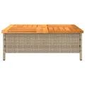 Table de jardin beige 70x70x25 cm résine tressée et bois acacia