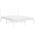 Cadre de lit métal avec tête de lit blanc 135x190 cm