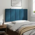 Coussin de tête de lit bleu 100 cm velours