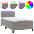 cadre de lit et matelas et LED Gris clair 90x190cm