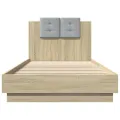 Cadre de lit tête de lit et lumières LED chêne sonoma 100x200cm
