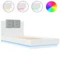 Cadre de lit avec tête de lit et lumières LED blanc 100x200 cm