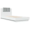 Cadre de lit avec tête de lit et lumières LED blanc 100x200 cm