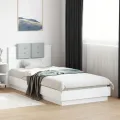 Cadre de lit avec tête de lit et lumières LED blanc 100x200 cm