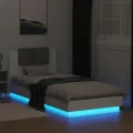 Cadre de lit avec tête de lit et lumières LED blanc 100x200 cm
