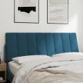 Coussin de tête de lit bleu 120 cm velours