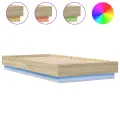 Cadre de lit avec lumières LED chêne sonoma 90x190 cm