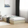 Cadre de lit avec lumières LED chêne sonoma 90x190 cm