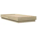 Cadre de lit avec lumières LED chêne sonoma 90x190 cm
