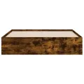 Cadre de lit à tiroirs chêne fumé 140x200 cm bois d'ingénierie