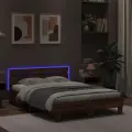 Cadre de lit avec tête de lit et LED chêne marron 135x190 cm