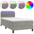 cadre de lit avec matelas et LED Gris clair 90x200cm