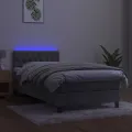 cadre de lit avec matelas et LED Gris clair 90x200cm