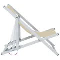 Chaises de plage pliantes 2 pcs crème aluminium et textilène