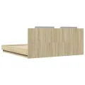 Cadre de lit tête de lit et lumières LED chêne sonoma 180x200cm
