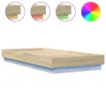 Cadre de lit avec lumières LED chêne sonoma 90x200 cm