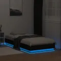 Cadre de lit avec lumières LED noir 75x190 cm