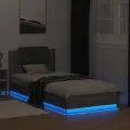 Cadre de lit tête de lit et lumières LED sonoma gris 90x200 cm