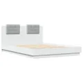 Cadre de lit avec tête de lit et lumières LED blanc 150x200 cm