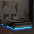Cadre de lit avec tête de lit et lumières LED blanc 150x200 cm