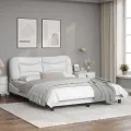 Cadre de lit avec tête de lit Blanc 160x200 cm Similicuir