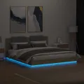 Cadre de lit tête de lit et lumières LED chêne sonoma 160x200cm